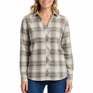 Weatherproof Vintage Women's S Button-Up Plaid Shirt Green H0547